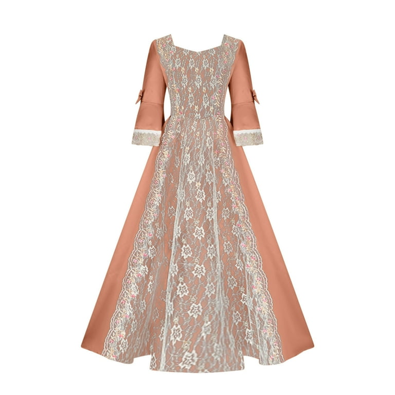 yoeyez 18th Century Dress Victorian Wedding Guest Dress Lace Stitching  Corset Ball Gown Long Satin Rococo Party Dresses Masquerade Party Dress  Watermelon Red,L - Walmart.com