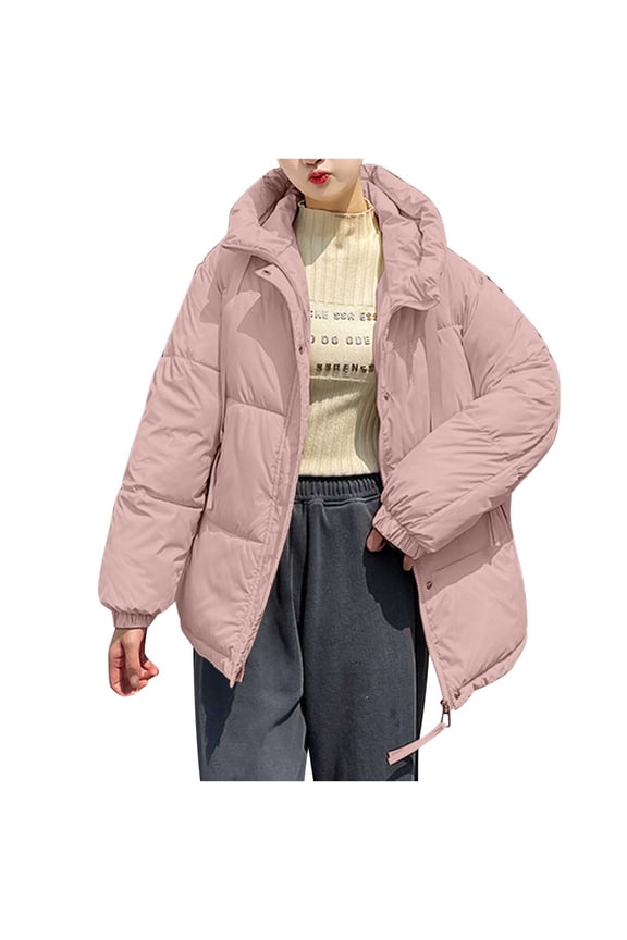 Up To 60% Off Winter Coat for Woman Hooded Quilted Mid-Length Puffer Jacket Padded Warm Thickened Down Jacket Lightweight Zip Up Casual Parka Coat