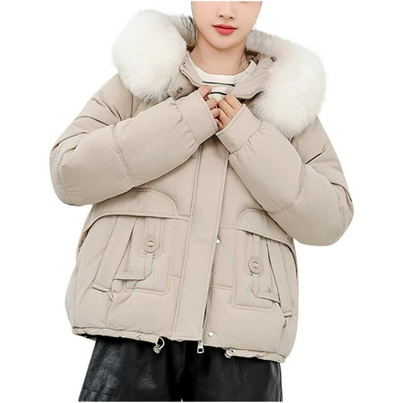 yoeyez Up to 65% off Winter Coat for Woman Hooded Quilted Mid-Length Puffer Jacket Padded Warm Thickened Down Jacket Lightweight Zip Up Casual Parka Coat