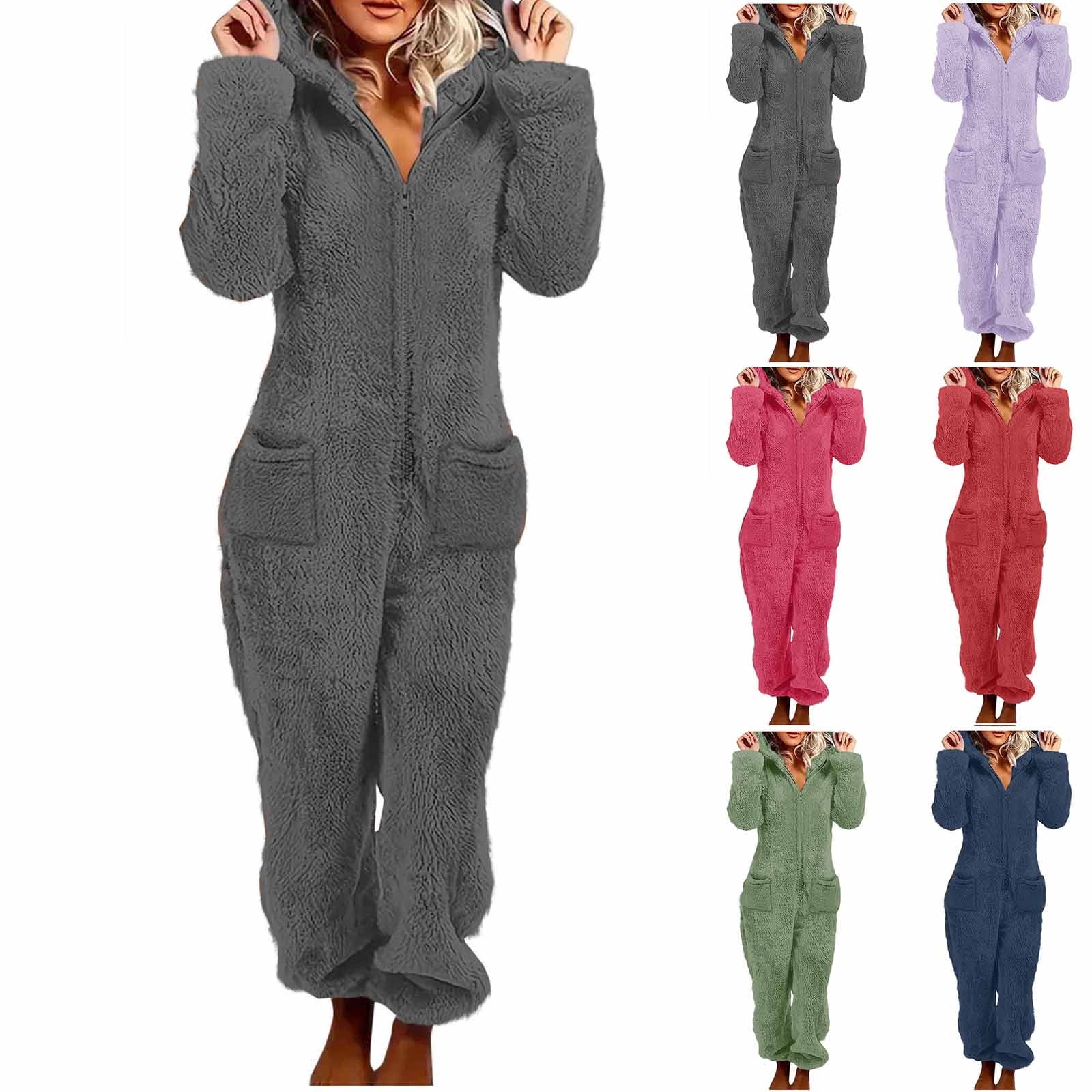 Men's Fleece Onesie Hooded Warm Fleece Jumpsuit