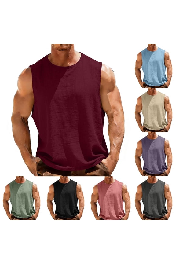 Big and Tall Tank Tops for Men Sleeveless Workout Muscle Shirt Summer Running Athletic Gym Tanks Tshirts Gray,XXXL