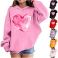 thumbnail image 1 of yoeyez Boys Girls Heart Print Hoodies Toddle Kids Valentine's Day Sweatshirts Hooded Long Sleeve Pullover Tops Casual Holiday Outfit Black,7 Years, 1 of 7