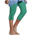 thumbnail image 1 of yoeyez Capri Pants for Women Stretch Lace Trim Summer Crop Pants High Waisted Slim Fitting Capri Pant Womens Lounge Athletic Yoga Pants on Sale Green,L, 1 of 6