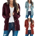 thumbnail image 1 of yoeyez Cardigan Sweaters for Women Long Sleeve Cable Knit Open Front Cardigans Button Down Lightweight Sweaters with Pockets Fall Outerwear Coat Red,M, 1 of 7