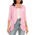 thumbnail image 1 of yoeyez Cardigans for Women Trendy Women's Solid Color Lightweight Cardigan 3/4 Sleeve Open Front Cover Up Hollow Out Soft Shrugs Sweater Pink,S, 1 of 7