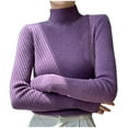 thumbnail image 1 of yoeyez Fall Sweaters for Women Turtleneck Long Sleeve Jumper Tops Wool Knitted Thermal Base Layer Sweater Shirts Casual Basic Clothes Purple XXL, 1 of 3