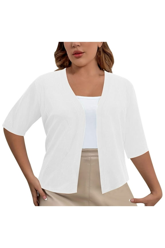 Chiffon Capelet,Women's Solid Color Soft Shawls And Wraps Short Sleeve Open Front Bolero Cardigan for for Evening Wedding White,4XL
