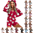thumbnail image 1 of yoeyez Christmas Onesie Pjs Womens Cute Ear Hooded Fleece Pajamas Outfit Adult One-piece Pajama Zipper Short Rompers Bodysuit Sleepwear, 1 of 7