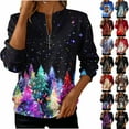thumbnail image 1 of yoeyez Christmas Sweatshirt for Women Half Zip Up Sweatshirts Loose Round-Neck Xmas Tree Pullover Long Sleeve Holiday Gift Tops, 1 of 6