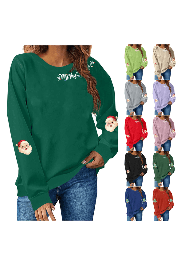 Christmas Sweatshirts Women Funny Long Sleeve Crewneck Xmas Sweatshirt Cute Graphic Pullover Tops Holiday Outfits