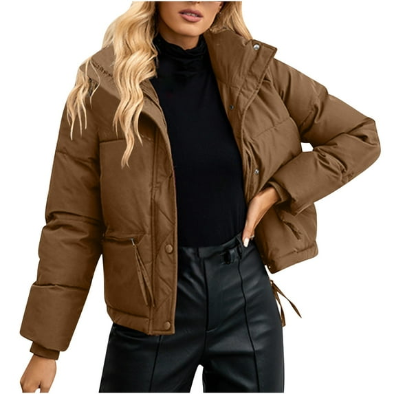 yoeyez Cyber And Monday Winter Coat for Woman Hooded Quilted Mid-Length Puffer Jacket Padded Warm Thickened Down Jacket Lightweight Zip Up Casual Parka Coat