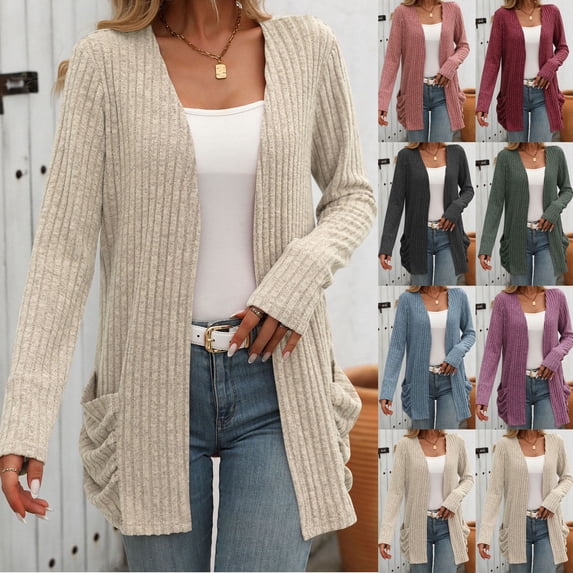 yoeyez Fall Cardigans for Women Long Sleeve Snaps Button Down Cardigan V Neck Cute Knit Sweater Cardigan with Pockets Wine,M