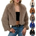 thumbnail image 1 of yoeyez Faux Fur Jacket Women Cropped Winter Warm Fuzzy Coats Notched Collar Cardigan Shrug Trendy Fluffy Short Outerwear White,XXXL, 1 of 7