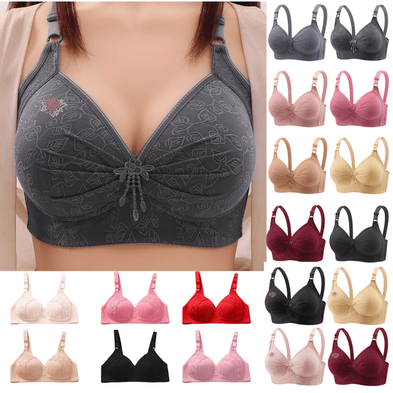 yoeyez Full Coverage Bras for Women PLus Size Wireless Push Up Bra Breathable Comfort T Shirt Bras Gray,XXXXXL