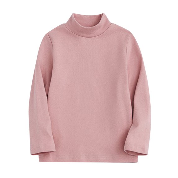 yoeyez Girls Boys Long Sleeve Basic Shirts High Neck Candy Color Pullovers Tops Lightweight Loose Fitted Soft T-shirts for Children Spring Clothes Gray 8-10 Years