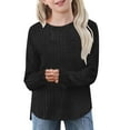 thumbnail image 1 of yoeyez Girls Puff Long Sleeve Shirts Cute Crewneck Blouses Solid Color Loose Fit Tunic Tops Casual Spring Knitwear Clothes for Children Girl Gray 11-12 Years, 1 of 7