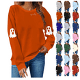 thumbnail image 1 of yoeyez Halloween Fall Sweatshirts for Women Cute Spooky Season Sweatshirt Graphic Long Sleeve Crewneck Pullover Tops Casual Blouse Gray,L, 1 of 7