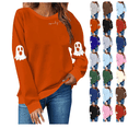 thumbnail image 1 of yoeyez Halloween Fall Sweatshirts for Women Cute Spooky Season Sweatshirt Graphic Long Sleeve Crewneck Pullover Tops Casual Blouse Pink,XXL, 1 of 5