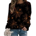 thumbnail image 1 of yoeyez Halloween Sweaters For Women 2024 Long Sleeve Crewneck Lightweight Top Vintage Sun Graphic Hippy Clothing, 1 of 4