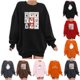 thumbnail image 1 of yoeyez Halloween Sweatshirts Women Oversized Crewnck Graphic Sweatshirt Long Sleeve Fall Pumpkin Pullover Dog Mama Lover Spooky Season Shirt Top Black,XXL, 1 of 4