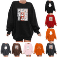 thumbnail image 1 of yoeyez Halloween Sweatshirts Women Oversized Crewnck Graphic Sweatshirt Long Sleeve Fall Pumpkin Pullover Dog Mama Lover Spooky Season Shirt Top Orange,XL, 1 of 4