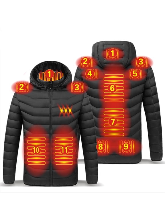 Heated Jackets For Women,Plus Size Hooded Heated Coat Windproof Thermal Warm Jackets Usb Charging Electric Body Warmer Black 3Xl