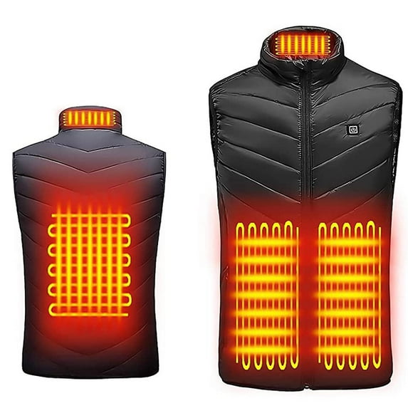 yoeyez Heated Jackets for Men Women,Plus Size Stand Collar Heated Vest Windproof Thermal Warm Vest Usb Charging Electric Body Warmer Black XXL