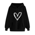 thumbnail image 1 of yoeyez Hoodie for Girl Heart Print Long Sleeve Sweatshirts Hooded Cute Graphic Pullover Tops With Pockets Teen Girls Fall Winter Clothes Deals Of The Day Clearance Black L, 1 of 5
