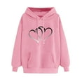 thumbnail image 1 of yoeyez Hoodie for Girl Heart Print Long Sleeve Sweatshirts Hooded Cute Graphic Pullover Tops With Pockets Teen Girls Fall Winter Clothes Sweatshirts for Women Plus Size Clearance Pink L, 1 of 4