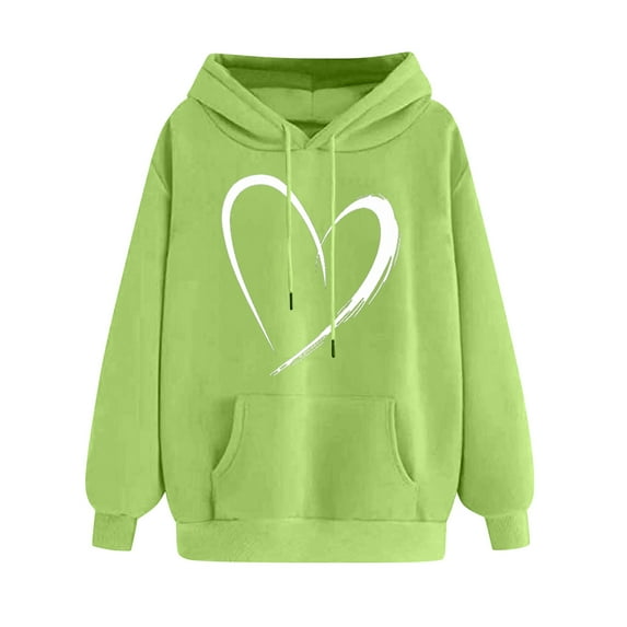 yoeyez Hoodie for Girl Heart Print Long Sleeve Sweatshirts Hooded Cute Graphic Pullover Tops With Pockets Teen Girls Fall Winter Clothes Women Sweatshirts Mint Green 2L