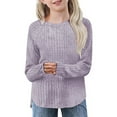 thumbnail image 1 of yoeyez Hoodies for Teen Girls Waffle Knit Preppy Hooded Sweatshirts Casual Long Sleeve Pullover Tops for Girls Solid Color Classic Sweatshirt with Pockets Black 5-6Years, 1 of 5
