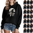 thumbnail image 1 of yoeyez Hoodies for Women Plus Size Fall Fashion Pullover Skull Print Halloween Hooded Sweatshirts with Kangaroo Pockets Black,S, 1 of 7