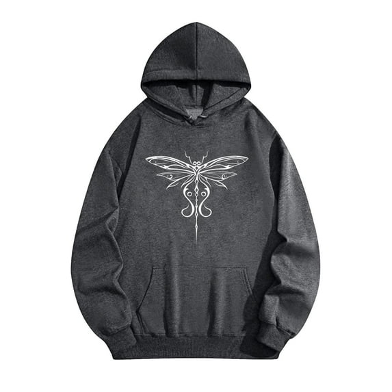 yoeyez Hoodies for Women Plus Size Flower Print Long Sleeve Hooded Pullover Tops Cute Graphic Sweatshirt with Pockets Gray,XXL