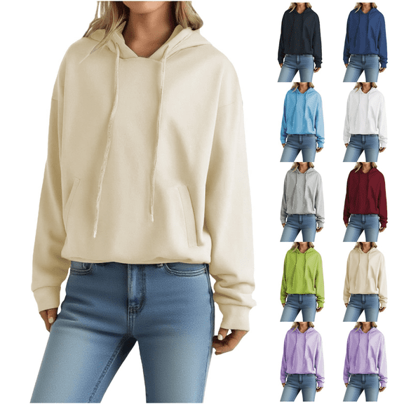 yoeyez Hoodies for Women Trendy Fall Fashion Pullover Cute Fleece Lined Pullover Hoodies Preppy Clothes Outwear Loungewear Light Blue,M