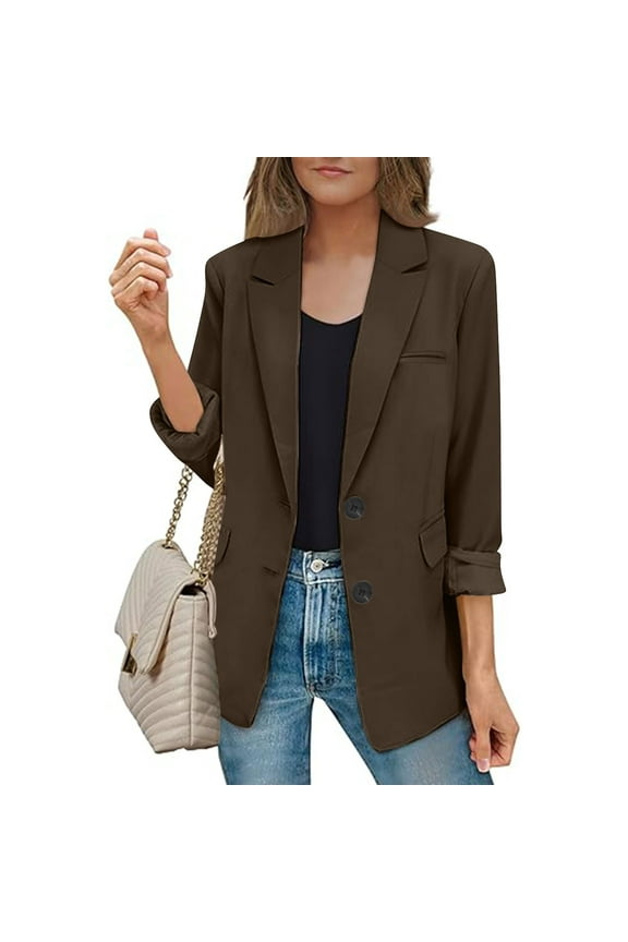 Houndstooth Blazer Jackets For Women Plaid Oversized Outwear Double Breasted Trench Coat Lapel Fashion Overcoats