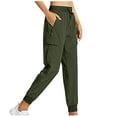 thumbnail image 1 of yoeyez Jogger Pants for Women Drawstring Soft Workout Yoga Pants Straight-Leg Lightweight Lounge Running Sweatpants With Pockets, Green XL, 1 of 6