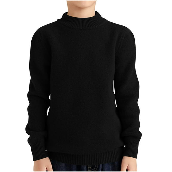 yoeyez Kids Boys Girls Casual Thick Warm T-shirt Long Sleeved Round Neck Base Shirt Solid Color Fleece Jumper Tops for Spring Fall Winter Gray 14-15 Years