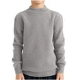 thumbnail image 1 of yoeyez Kids Boys Girls Casual Thick Warm T-shirt Long Sleeved Round Neck Base Shirt Solid Color Fleece Jumper Tops for Spring Fall Winter Watermelon Red 6-7 Years, 1 of 6