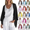 thumbnail image 1 of yoeyez Lightweight Cardigans for Women 3/4 Sleeve Draped Open Front Cardigan Soft Comfy Linen Loose Shrug Sweaters Hot Pink,XXL, 1 of 5