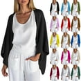 thumbnail image 1 of yoeyez Lightweight Cardigans for Women 3/4 Sleeve Draped Open Front Cardigan Soft Comfy Linen Loose Shrug Sweaters Khaki,L, 1 of 5