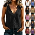 thumbnail image 1 of yoeyez Linen Tank Tops for Women Summer V Neck Sleeveless Tops Cute Tie Shoulder Bow Lightweight Fashion Beach Blouse Navy,L, 1 of 6