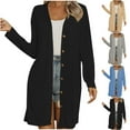 thumbnail image 1 of yoeyez Long Cardigans for Women Button Down Lightweight Open Front Cardigan Long Sleeve Casual Loose Outwear Fashion Clothes Beige,S, 1 of 6