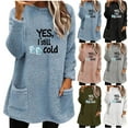 thumbnail image 1 of yoeyez Long Sleeve Pullover for Women Fuzzy Lightweight Crewneck Pullover Loungewear Casual Comfort Cozy Tops With Pockets, 1 of 5