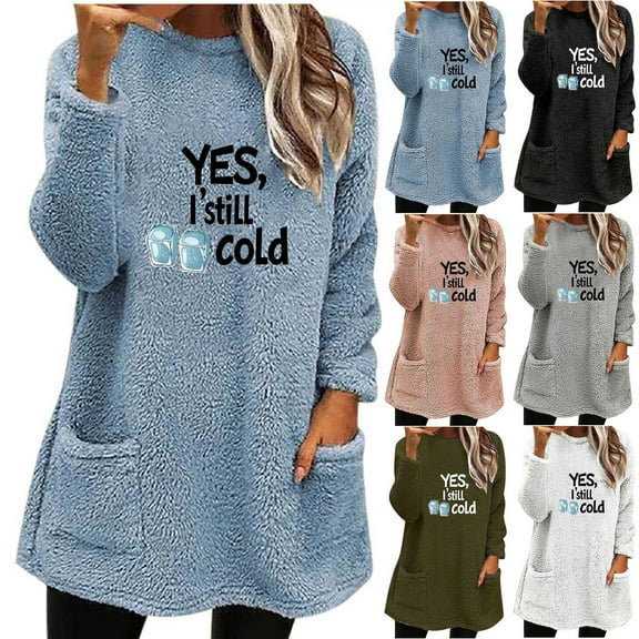 yoeyez Long Sleeve Pullover for Women Fuzzy Lightweight Crewneck Pullover Loungewear Casual Comfort Cozy Tops With Pockets
