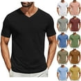 thumbnail image 1 of yoeyez Men Summer Muscle T Shirts Short Sleeve Classic V Neck T-Shirt Comfy Casual Lightweight Basic Tee Shirts Wine,S, 1 of 6