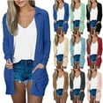 thumbnail image 1 of yoeyez Open Front Cardigan Sweaters for Women Lightweight Button Down Lapel Collar Cardigans Solid Color Outwear with Pockets Coffee,XL, 1 of 6
