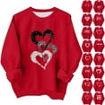 thumbnail image 1 of yoeyez Oversized Crewneck Sweatshirts for Girls Baby Girl Valentines Outfit Heart Printed Long Sleeve Shirts Spring Valentines Clothes Red,10 Years, 1 of 7