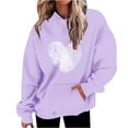 thumbnail image 1 of yoeyez Oversized Sweatshirt for Women Heart Print Spring Hoodie Pullover Tops Long Sleeve Hooded Comfortable Athletic Sweatshirt with Pocket Purple XXL, 1 of 5