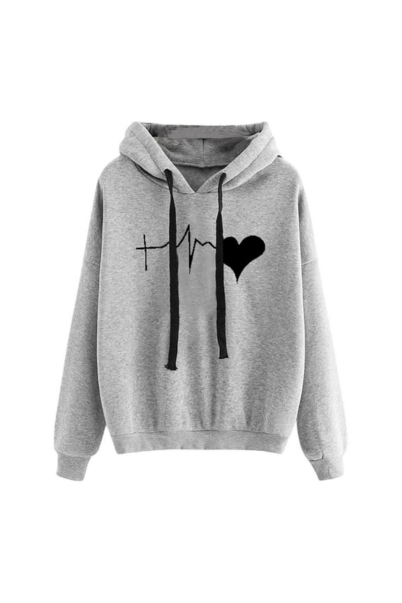 Oversized Sweatshirt for Women Love Heart Print Hooded Sweatshirts Teen Girls Long Sleeve Hoodies Casual Loose Pullover Tops With Pockets Mis Pedidos