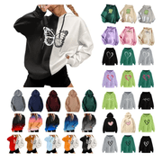 yoeyez Oversized Sweatshirt for Women Hoodies Long Sleeve Hooded Sweatshirts Cute Graphic Print Pullover Tops with Pocket Black,L
